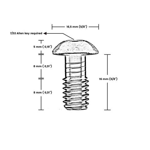 3/8 x 16mm (5/8) BUTTON HEAD ALLEN BOLT SET