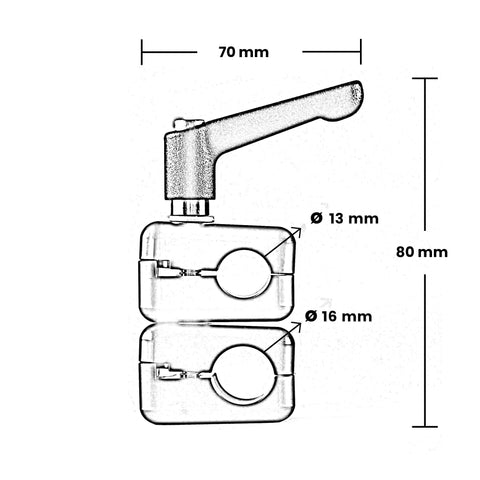 16mm - 13mm SWIVEL CLAMP